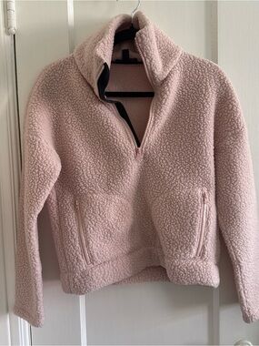 J. Crew Cozy Pink Sherpa Quarter-Zip Pullover